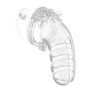 Man Cage 12 Male 5.5 Inch Clear Chastity Cage With Anal Plug