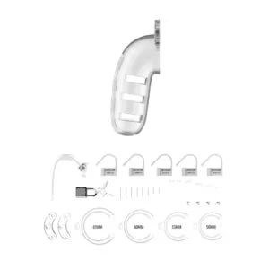 Man Cage 12 Male 5.5 Inch Clear Chastity Cage With Anal Plug